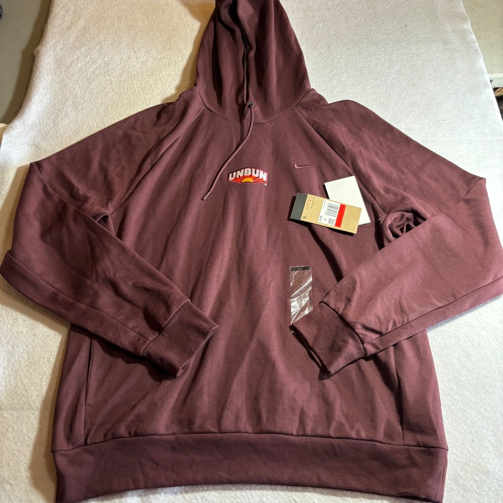 Nike‎ Primary Fleece Dri-FIT UNBUN Hoodie Mens Large Maroon Pullover Sweatshirt